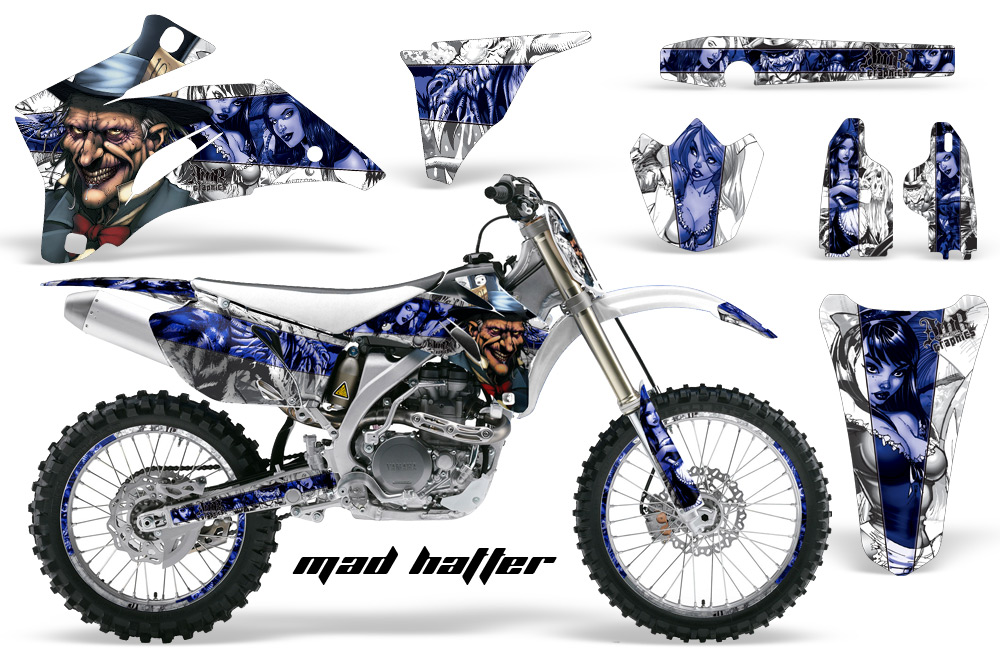 Yamaha YZ250F YZ450F 06-09 Mad Hatter White BLUESTRIPE NPs